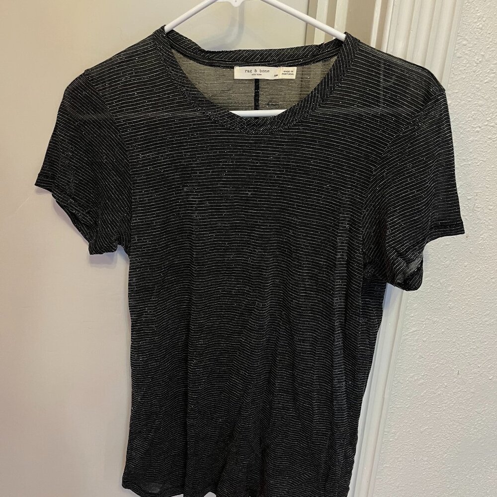 Rag And Bone Dawson Tee Metallic Thread Black Wom… - image 2